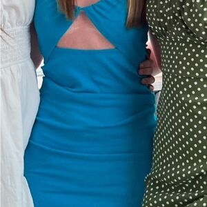 Zara Blue Ruched Cut-Out Bodycon Dress